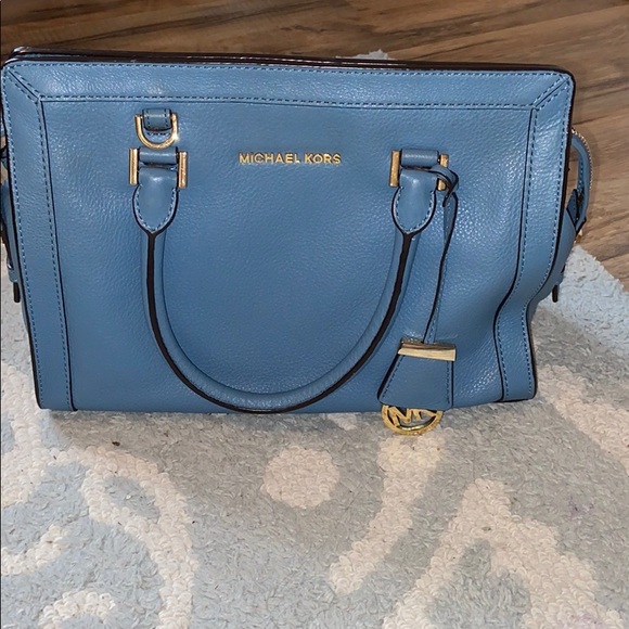 Michael Kors Handbags - Michael Kors Tile Blue Selma Bag